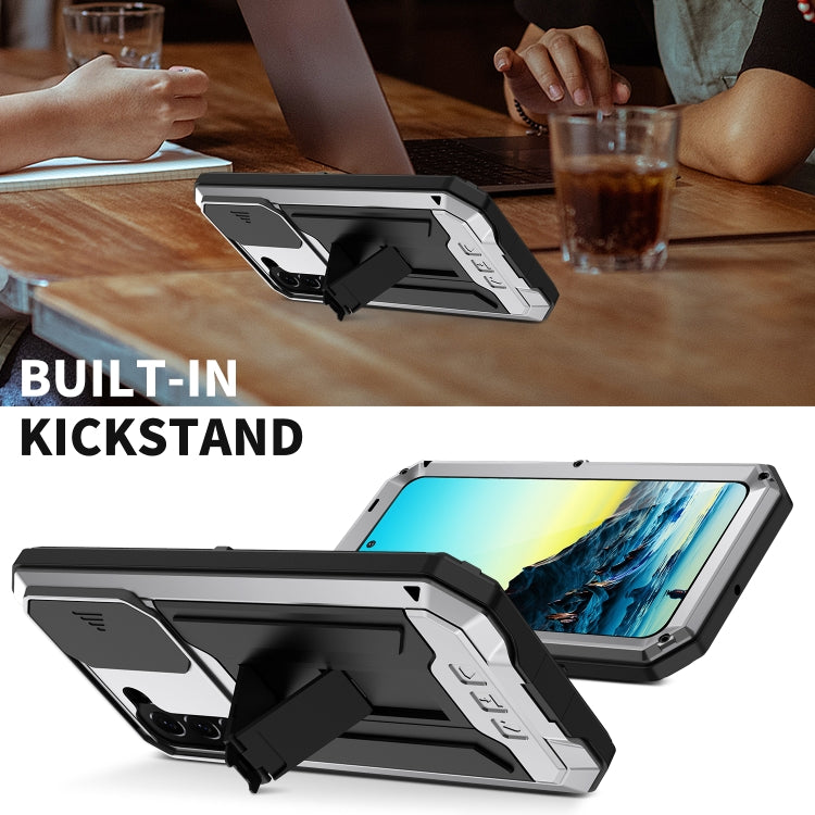 For Samsung Galaxy S22+ 5G R-JUST Sliding Camera Metal + Silicone Holder Phone Case(Silver) by R-JUST