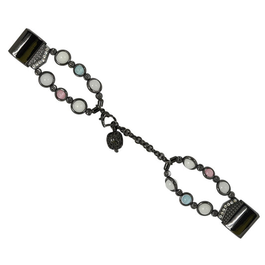 For Fitbit Charge 5 Agate Luminous Bead Steel Watch Band(Black) by buy2fix