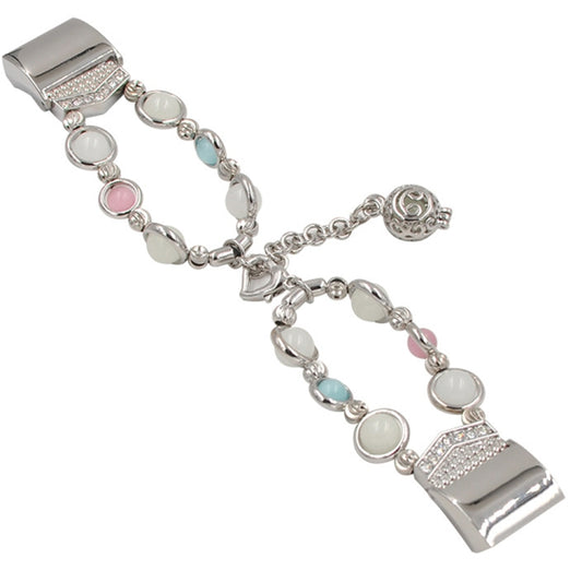 For Fitbit Charge 5 Agate Luminous Bead Steel Watch Band(Silver) by buy2fix