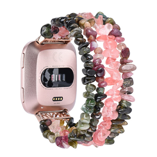 For Fitbit Versa Rough Stone Bracelet Watch Band(Colorful Tourmaline) by buy2fix