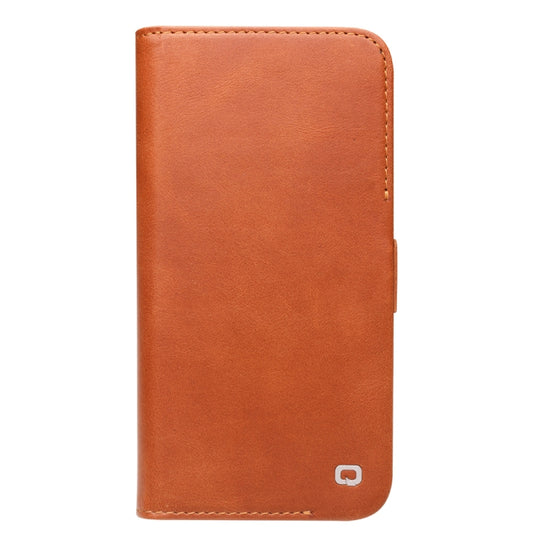 For iPhone 13 mini QIALINO Magnetic Buckle Leather Phone Case (Brown) by QIALINO