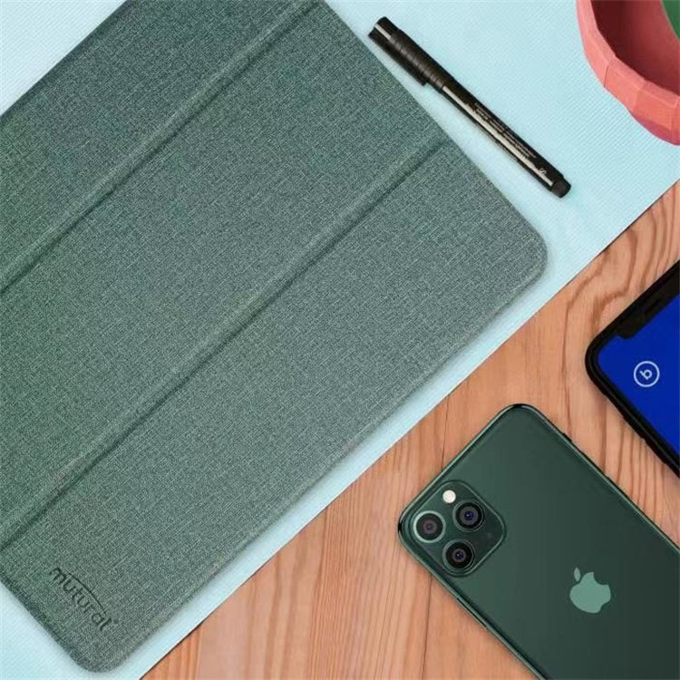 For iPad 9.7 Mutural Exquisite Series Cloth Texture PU+TPU Leather Case with 3-Fold Holder & Pen Slot & Sleep & Wake-up Function(Green) - iPad Pro 9.7 inch Cases by Mutural | Online Shopping UK | buy2fix