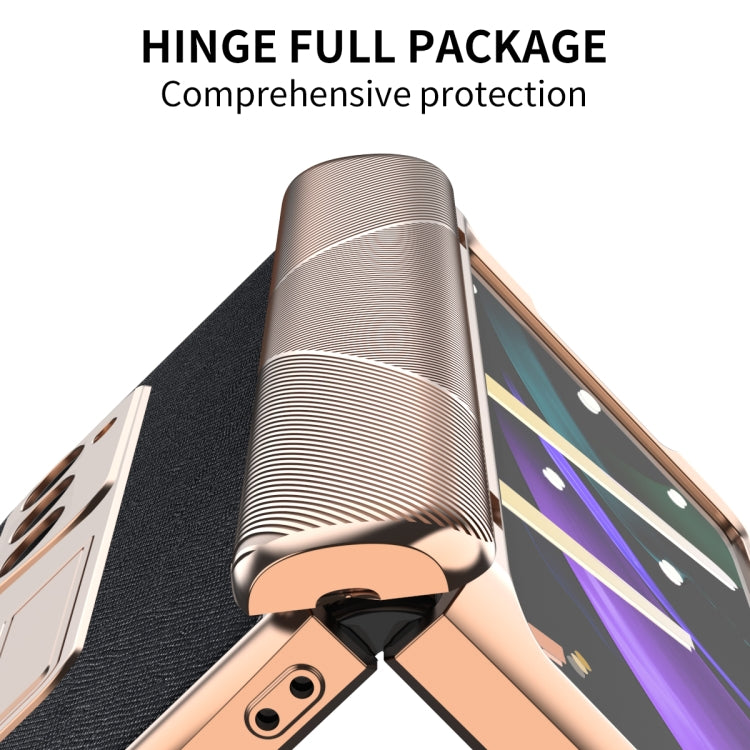 For Samsung Galaxy Z Fold2 5G Electroplated Armor Cross Texture Phone Case(Black) - Galaxy Phone Cases by buy2fix | Online Shopping UK | buy2fix