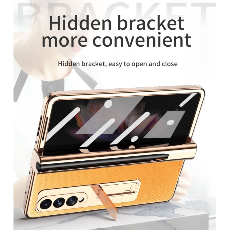 For Samsung Galaxy Z Fold3 5G Electroplated Hinge Pen Slot Kevlar Phone Case(Green) - Galaxy Phone Cases by buy2fix | Online Shopping UK | buy2fix