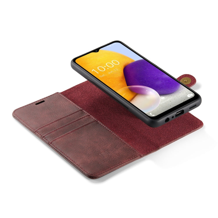 For Samsung Galaxy A13 4G DG.MING Crazy Horse Texture Detachable Magnetic Leather Phone Case(Red) by DG.MING