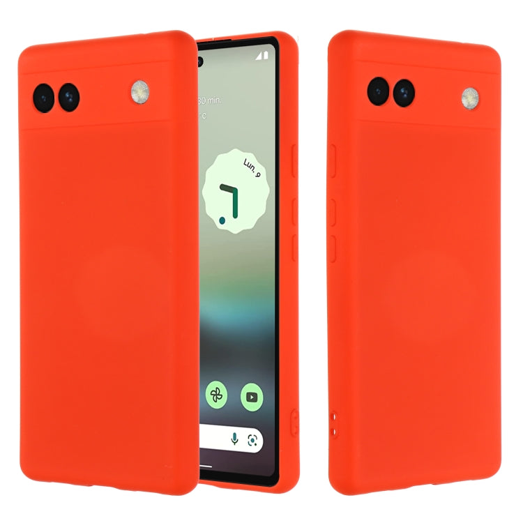 For Google Pixel 6a Pure Color Liquid Silicone Phone Case(Red) - Google Cases by buy2fix | Online Shopping UK | buy2fix