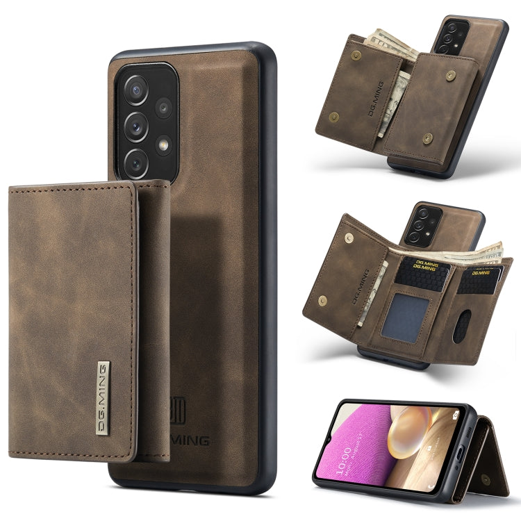 For Samsung Galaxy A33 5G DG.MING M1 Series 3-Fold Multi Card Wallet Phone Case(Coffee) - Galaxy Phone Cases by DG.MING | Online Shopping UK | buy2fix