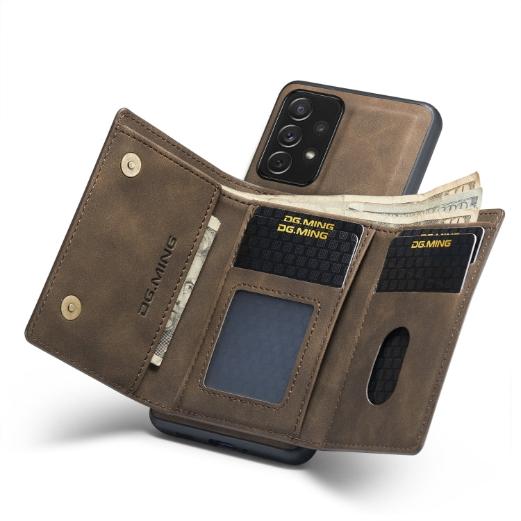 For Samsung Galaxy A33 5G DG.MING M1 Series 3-Fold Multi Card Wallet Phone Case(Coffee) - Galaxy Phone Cases by DG.MING | Online Shopping UK | buy2fix