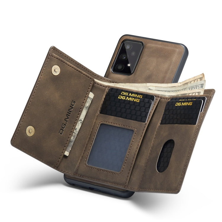 For Samsung Galaxy A53 5G DG.MING M1 Series 3-Fold Multi Card Wallet Phone Case(Coffee) by DG.MING