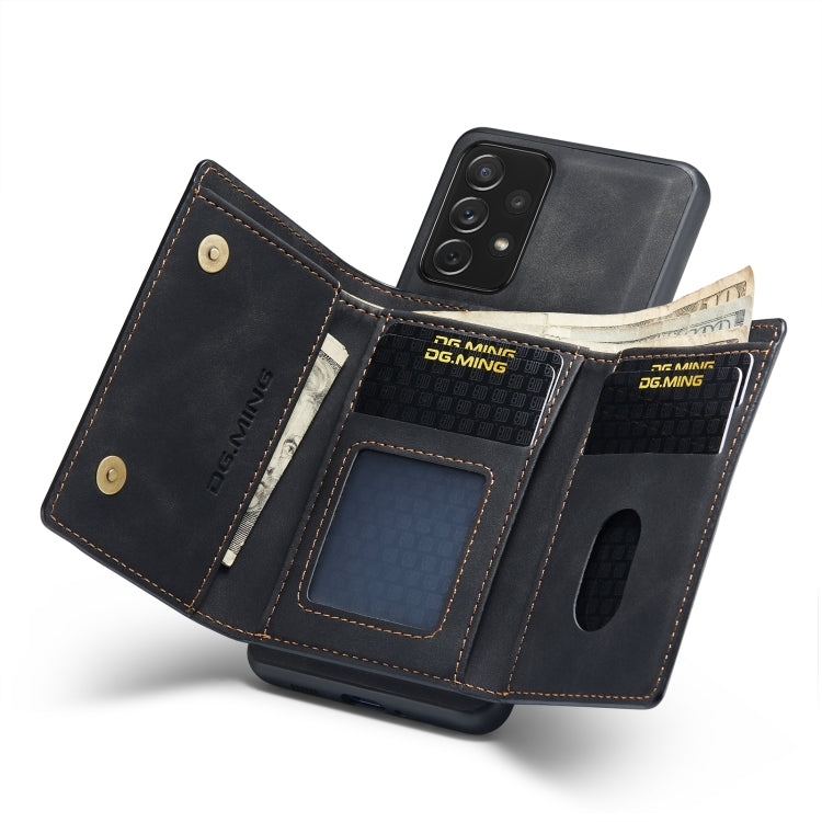 For Samsung Galaxy A73 5G DG.MING M1 Series 3-Fold Multi Card Wallet Phone Case(Black) by DG.MING