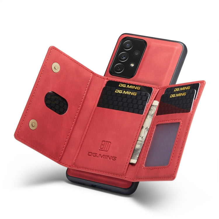 For Samsung Galaxy A73 5G DG.MING M2 Series 3-Fold Multi Card Bag + Phone Case(Red) by DG.MING
