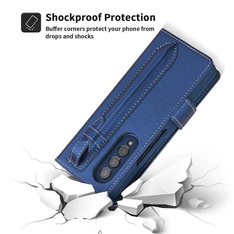 For Samsung Galaxy Z Fold3 5G 2 in 1 Split Folding Leather Phone Case(Twill Royal Blue) - Galaxy Phone Cases by buy2fix | Online Shopping UK | buy2fix