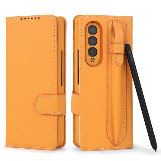 For Samsung Galaxy Z Fold3 5G 2 in 1 Split Folding Leather Phone Case(Twill Yellow) - Galaxy Phone Cases by buy2fix | Online Shopping UK | buy2fix