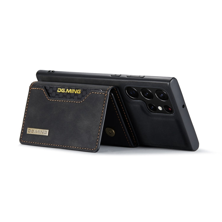 For Samsung Galaxy S22 Ultra 5G DG.MING M2 Series 3-Fold Multi Card Bag Back Cover Phone Case(Black) by DG.MING