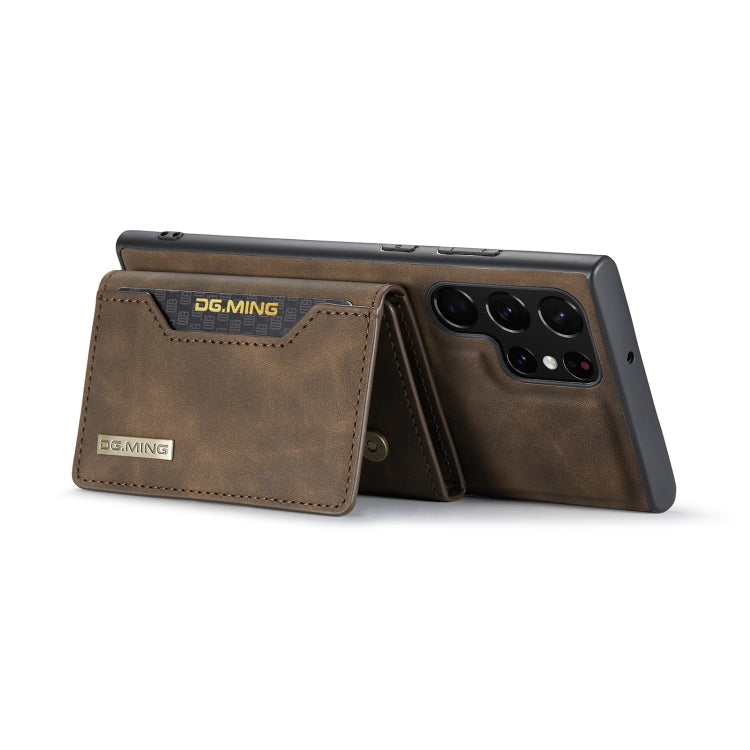 For Samsung Galaxy S22 Ultra 5G DG.MING M2 Series 3-Fold Multi Card Bag Back Cover Phone Case(Coffee) by DG.MING