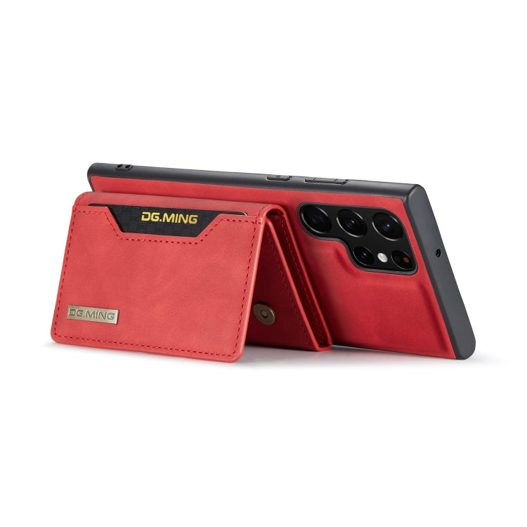 For Samsung Galaxy S22 Ultra 5G DG.MING M2 Series 3-Fold Multi Card Bag Back Cover Phone Case(Red) by DG.MING