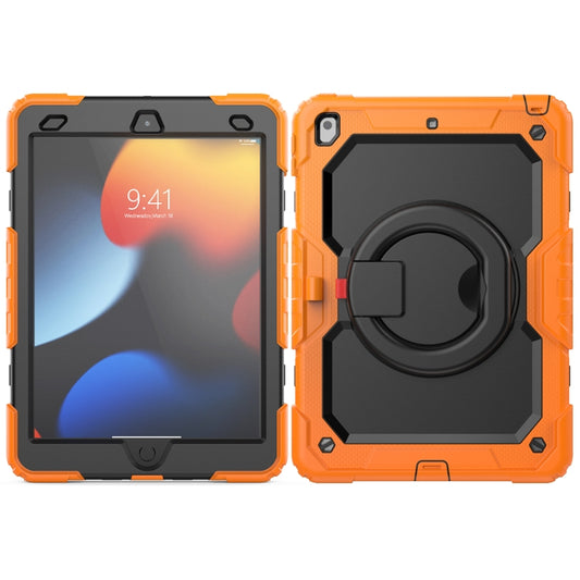 For iPad 10.2 2021 / 2020 / 2019 Silicone + PC Tablet Case with Shoulder Strap(Orange+Black) - iPad 10.2 Cases by buy2fix | Online Shopping UK | buy2fix
