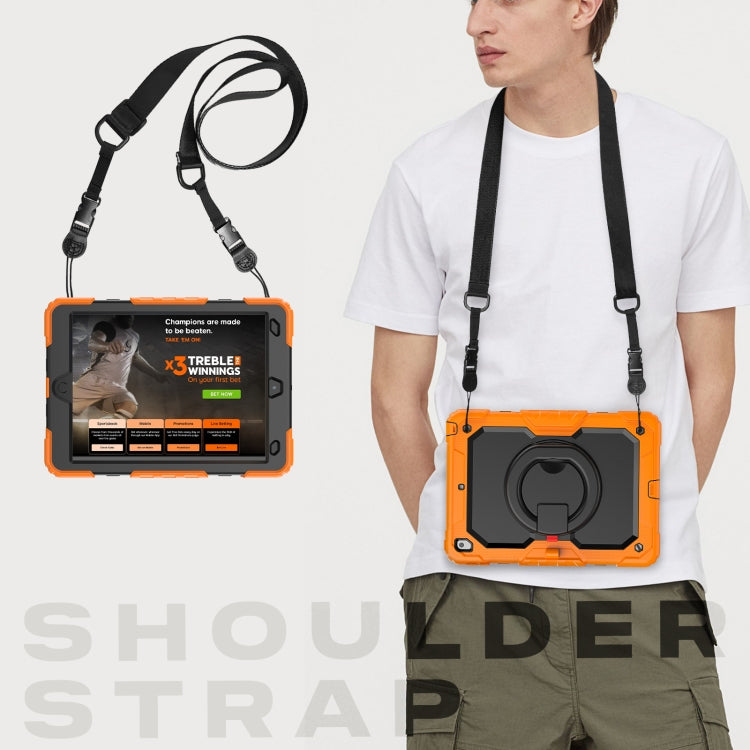 For iPad 10.2 2021 / 2020 / 2019 Silicone + PC Tablet Case with Shoulder Strap(Orange+Black) - iPad 10.2 Cases by buy2fix | Online Shopping UK | buy2fix