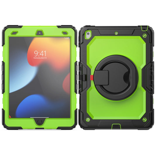 For iPad 10.2 2021 / 2020 / 2019 Silicone + PC Tablet Case with Shoulder Strap(Black+Yellow Green) - iPad 10.2 Cases by buy2fix | Online Shopping UK | buy2fix
