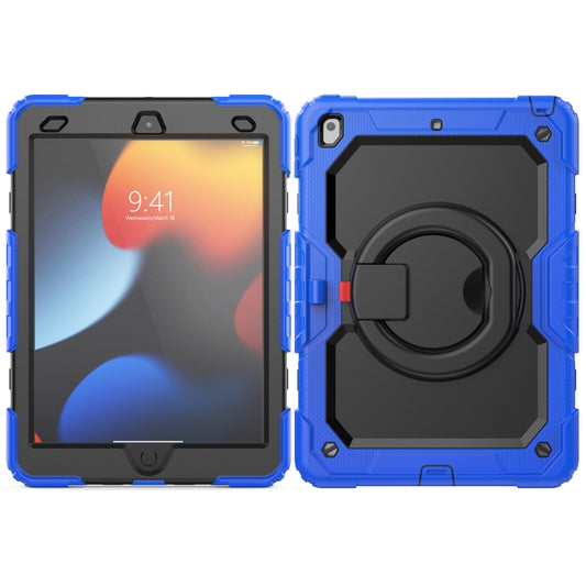 For iPad 10.2 2021 / 2020 / 2019 Silicone + PC Tablet Case with Shoulder Strap(Blue+Black) - iPad 10.2 Cases by buy2fix | Online Shopping UK | buy2fix
