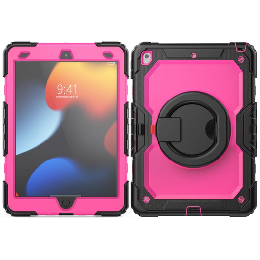 For iPad 10.2 2021 / 2020 / 2019 Silicone + PC Tablet Case with Shoulder Strap(Black+Rose Red) - iPad 10.2 Cases by buy2fix | Online Shopping UK | buy2fix