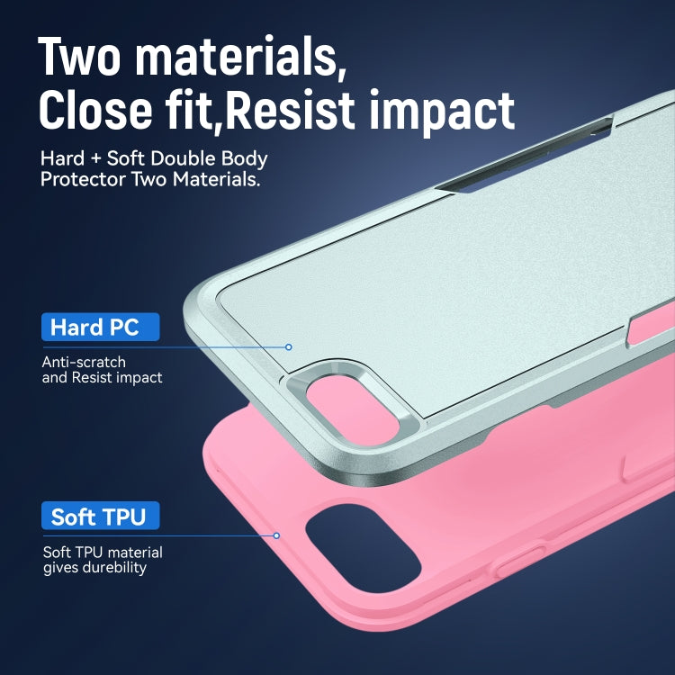 For iPhone SE 2022 / SE 2020 / 8 / 7 Pioneer Armor Heavy Duty PC + TPU Phone Case(Green Pink) by buy2fix