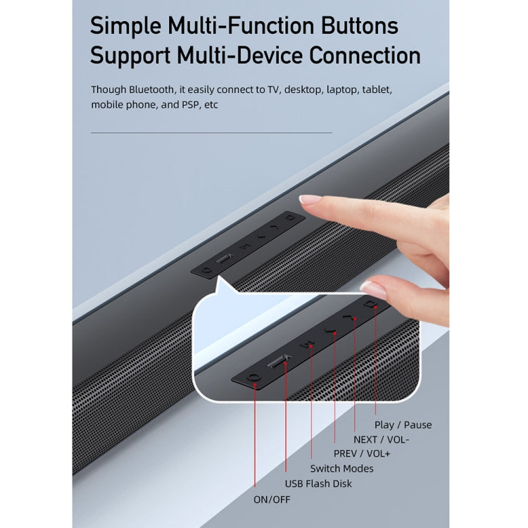 awei Y999 Desktop Wireless Bluetooth Speaker Soundbar(Black) - Desktop Speaker by awei | Online Shopping UK | buy2fix