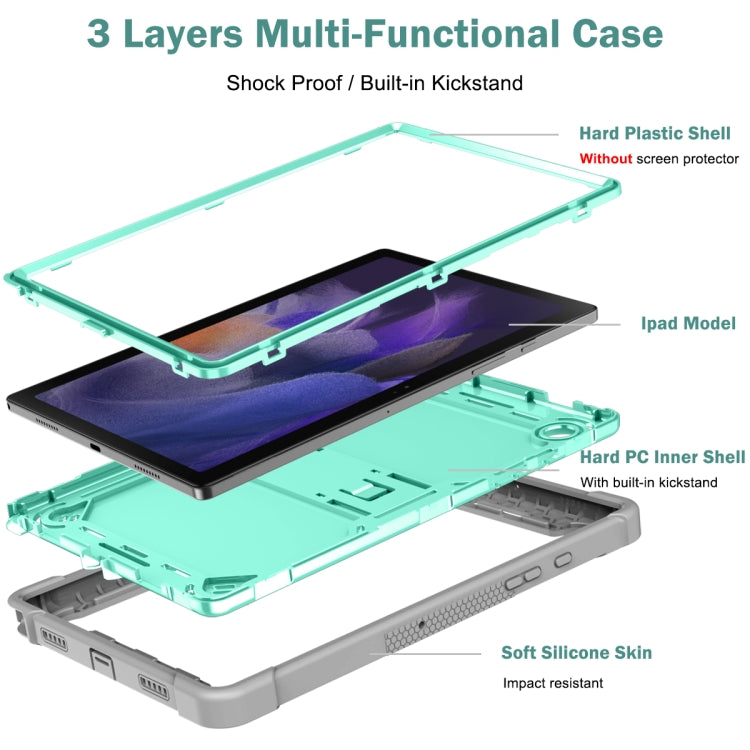 For Samsung Galaxy Tab A8 10.5 2021 Silicone + PC Shockproof Protective Tablet Case with Holder(Gray + Green) - Other Galaxy Tab PC by buy2fix | Online Shopping UK | buy2fix