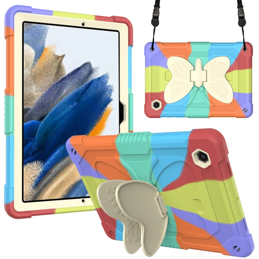 For Samsung Galaxy Tab A8 10.5 2021 Beige PC + Silicone Holder Tablet Case(Colorful Red) - Other Galaxy Tab PC by buy2fix | Online Shopping UK | buy2fix