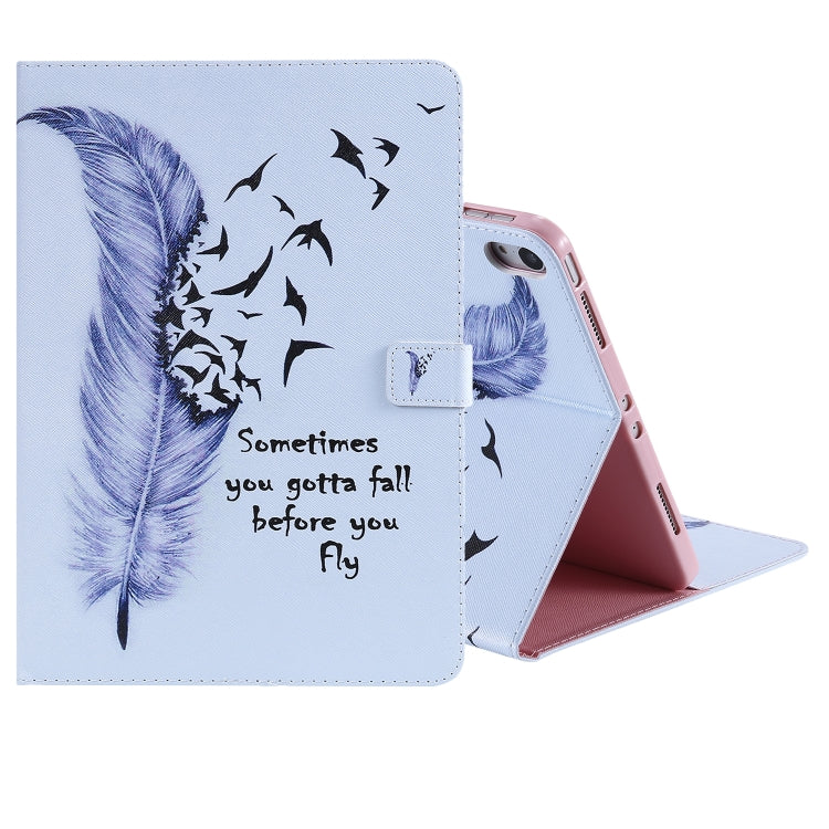 For iPad Pro 11 (2018) Colored Drawing Pattern Horizontal Flip PU Leather Case with Holder & Card Slots & Wallet(Feather) - iPad Pro 11 (2018) Cases by buy2fix | Online Shopping UK | buy2fix