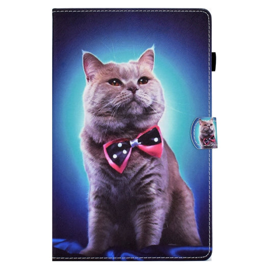For Samsung Galaxy Tab A8 Sewing Pen Slot Leather Tablet Case(Bow Tie Cat) by buy2fix