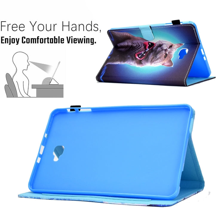 For Samsung Galaxy Tab A 10.1 2016 T580 Sewing Pen Slot Leather Tablet Case(Bow Tie Cat) - Tab A 10.1 by buy2fix | Online Shopping UK | buy2fix