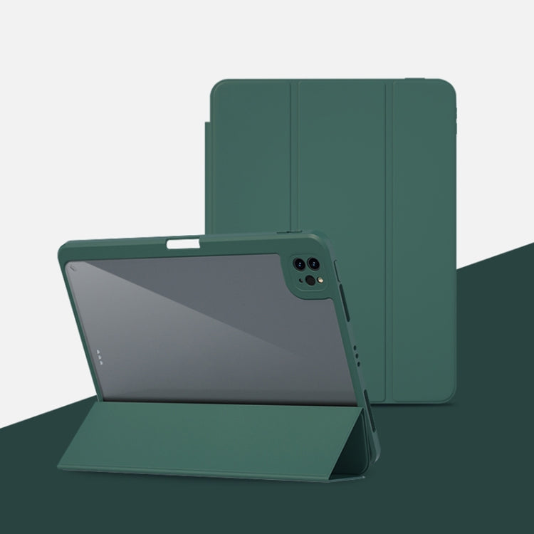 For iPad Pro 12.9 2022 / 2021 Magnetic Split Leather Smart Tablet Case(Dark Green) - iPad Pro 12.9 (2022/2021) Cases by buy2fix | Online Shopping UK | buy2fix