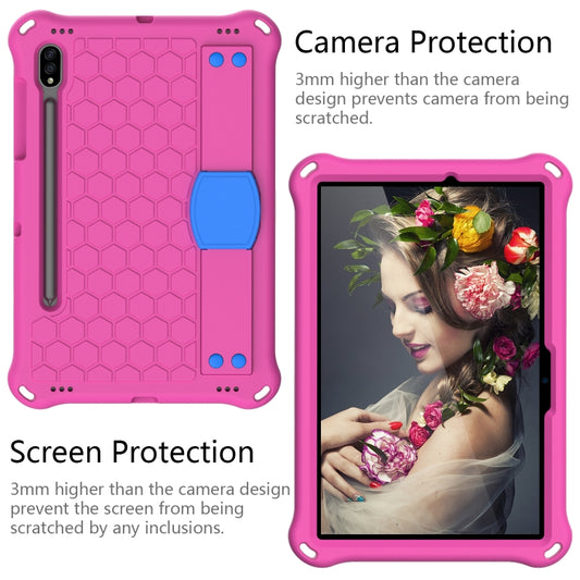 For Samsung Galaxy Tab S8 / Tab S7 Honeycomb Design EVA + PC Tablet Case with Strap(Rose Red+Blue) by buy2fix