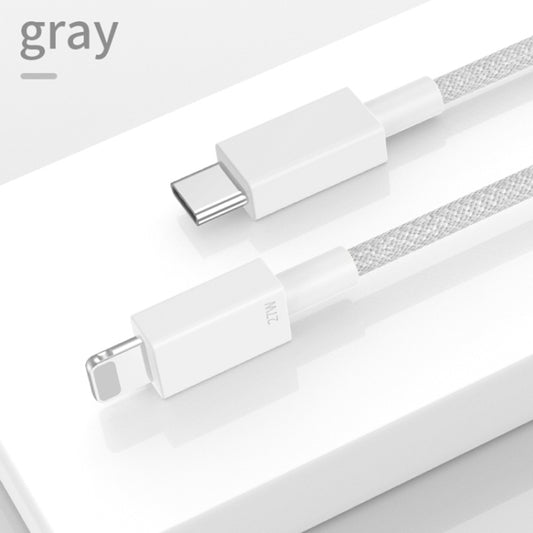 27W PD USB-C / Type-C to 8 Pin Fast Charging Braided Data Cable, Cable Length: 1m(Grey) by buy2fix