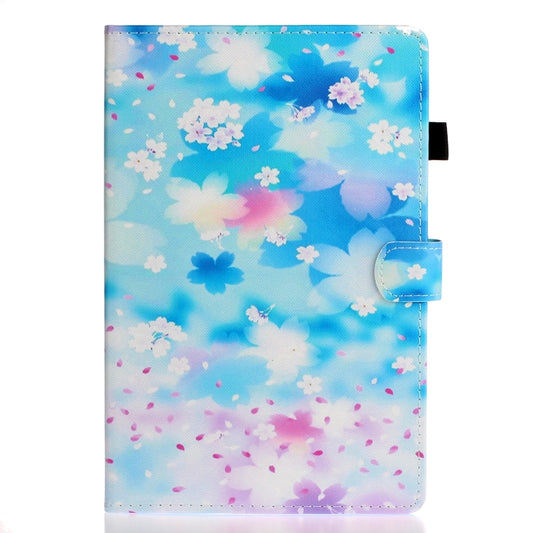 For Samsung Galaxy Tab A8 10.5 2021 Painted Left and Right Flat Leather Tablet Case(Petal Rain) by buy2fix