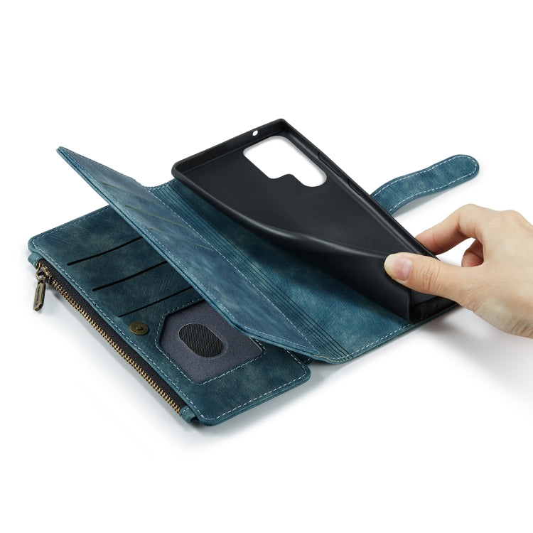 For Samsung Galaxy S22 Ultra 5G CaseMe C30 Multifunctional Phone Leather Case with Holder & Card Slot & Wallet(Blue) - Galaxy S22 Ultra 5G Cases by CaseMe | Online Shopping UK | buy2fix