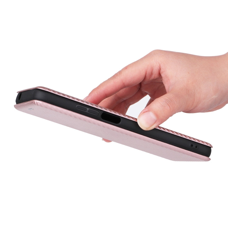 For Ulefone Note 12P Carbon Fiber Texture Horizontal Flip PU Phone Case(Pink) by buy2fix