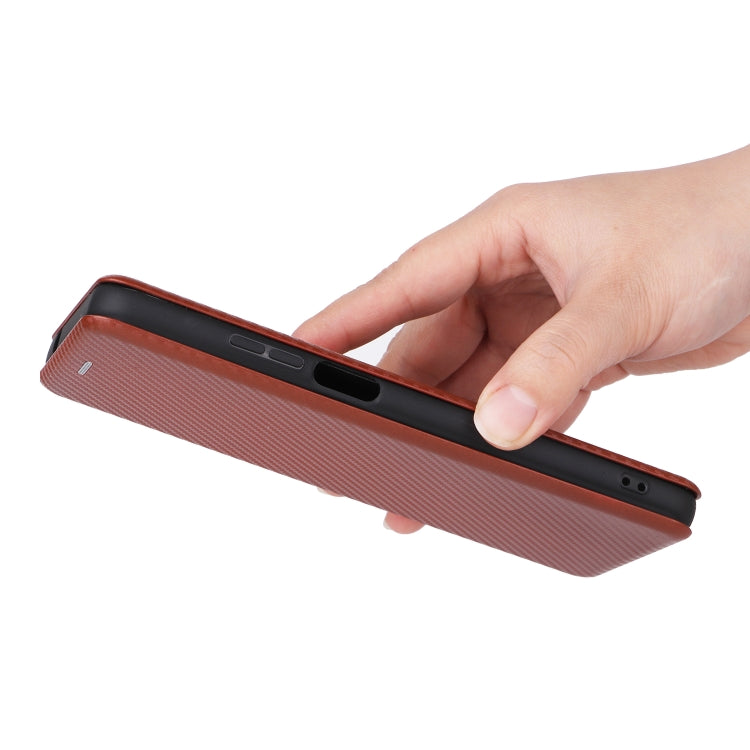 For Ulefone Note 12P Carbon Fiber Texture Horizontal Flip PU Phone Case(Brown) by buy2fix