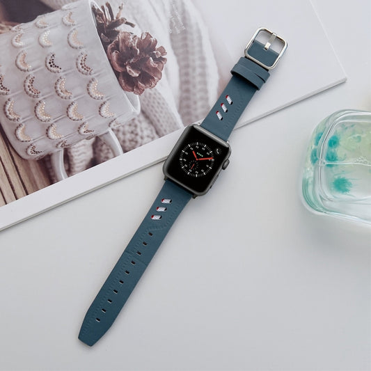 Genuine Leather Nylon Watch Band For Apple Watch Ultra 49mm&Watch Ultra 2 49mm / Series 9&8&7 45mm / SE 3&SE 2&6&SE&5&4 44mm / 3&2&1 42mm(Blue) by buy2fix