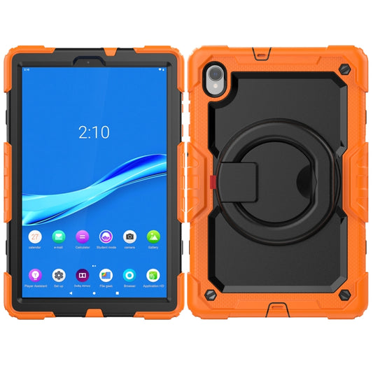 For Lenovo M10 Plus X606F Silicone + PC Holder Tablet Case(Orange+Black) - Lenovo by buy2fix | Online Shopping UK | buy2fix