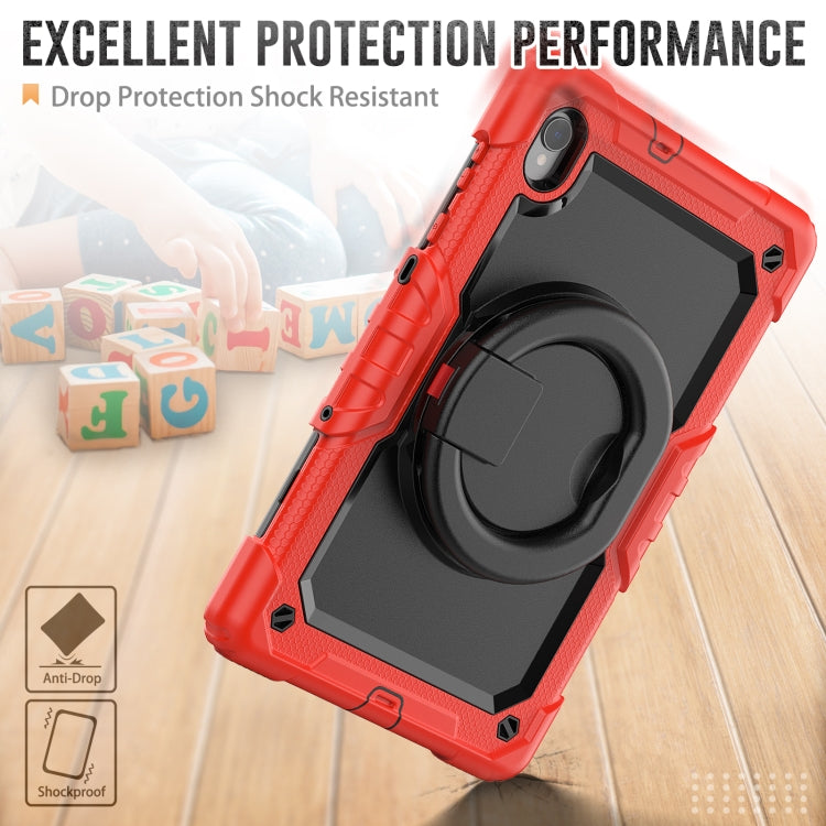 For Lenovo M10 Plus X606F Silicone + PC Holder Tablet Case(Red+Black) - Lenovo by buy2fix | Online Shopping UK | buy2fix