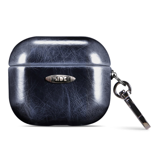 Oil Wax Leather Texture Earphone Protective Case with Hang Buckle For AirPods 3(Blue) - For AirPods 3 by buy2fix | Online Shopping UK | buy2fix