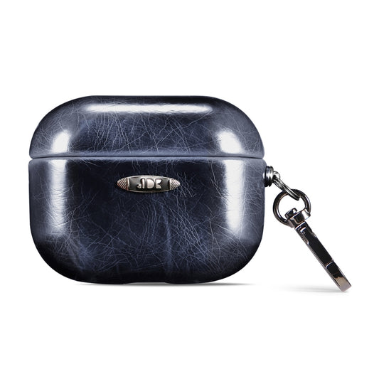 Oil Wax Leather Texture Earphone Protective Case with Hang Buckle For AirPods Pro(Blue) - For AirPods 1/2 by buy2fix | Online Shopping UK | buy2fix