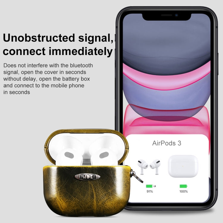 Oil Wax Leather Texture Earphone Protective Case with Hang Buckle For AirPods Pro(Blue) - For AirPods 1/2 by buy2fix | Online Shopping UK | buy2fix