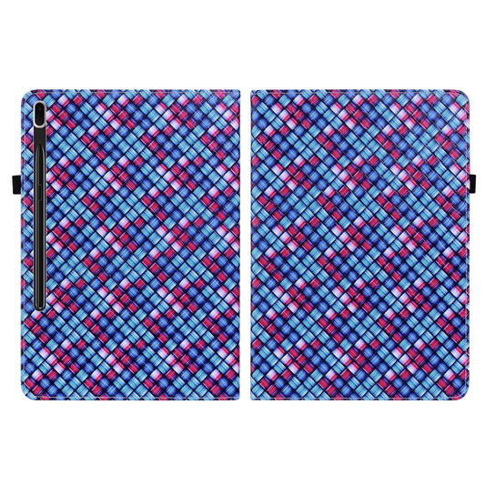 For Samsung Galaxy Tab S8 / Tab S7 Color Weave Texture Flip Leather Tablet Case with Holder(Blue) by buy2fix