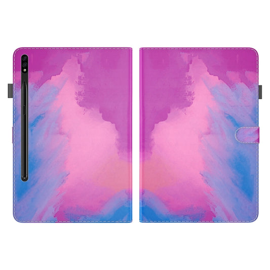 For Samsung Galaxy Tab S8 / Tab S7 Watercolor Pattern Flip Leather Tablet Case(Purple Red) by buy2fix