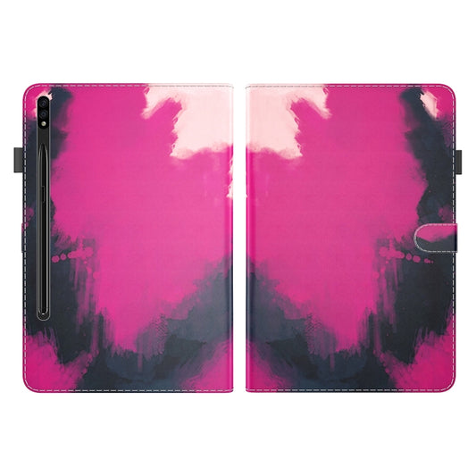 For Samsung Galaxy Tab S9+ Watercolor Pattern Flip Leather Tablet Case(Berry Color) by buy2fix