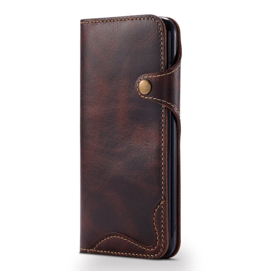 For iPhone 6 Denior Oil Wax Cowhide Magnetic Button Horizontal Flip Leather Case with Card Slots & Wallet(Dark Red) - More iPhone Cases by Denior | Online Shopping UK | buy2fix