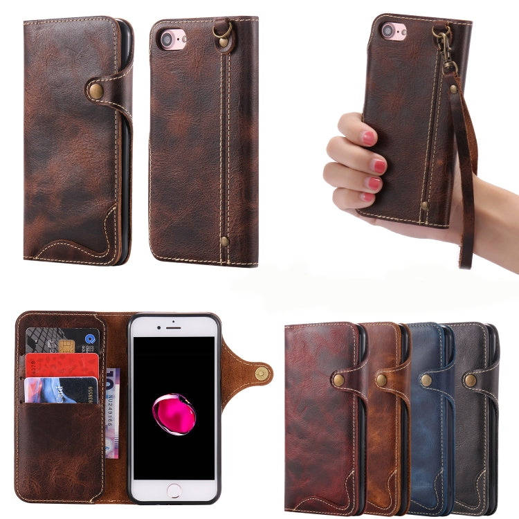 For iPhone 6 Plus / 6s Plus Denior Oil Wax Cowhide Magnetic Button Horizontal Flip Leather Case with Card Slots & Wallet(Black) - More iPhone Cases by Denior | Online Shopping UK | buy2fix